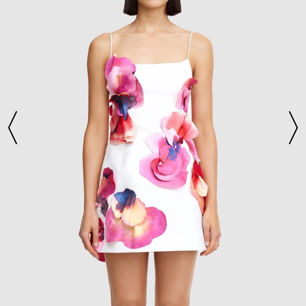 Acler White Dress with Pink Floral Design - Picture 3 of 4